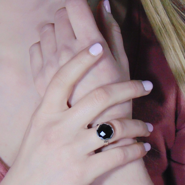 Ασημένιο δαχτυλίδι με μαύρο αχάτη - ασήμι, ημιπολύτιμες πέτρες, αχάτης, αχάτης, βραδυνά, ιδιαίτερο, μοντέρνο, ασήμι 925, σφυρήλατο, romantic, αυξομειούμενα - 4
