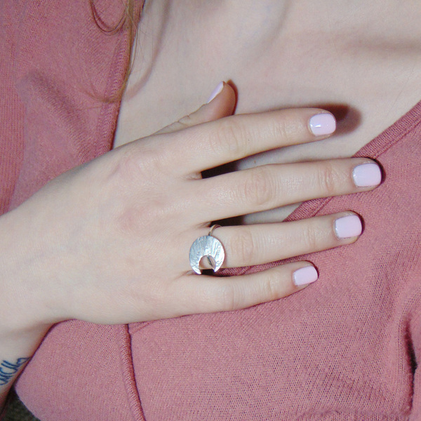 Ασημένιο δαχτυλίδι φεγγάρι - handmade, ασήμι 925, φεγγάρι, δαχτυλίδι, χειροποίητα, elegant, romantic - 4