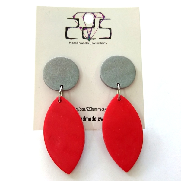 polymer clay earrings - μοναδικό, μοντέρνο, στρογγυλό, σταγόνα, πηλός, minimal, καρφωτά, Black Friday - 2