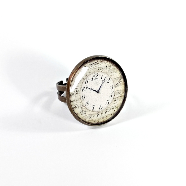 Clock | Vintage Ring - statement, vintage, γυαλί, γυαλί, γυναικεία, ρολόι, δαχτυλίδι, δαχτυλίδια, εντυπωσιακό, unique, μεγάλα, αυξομειούμενα, δώρα για γυναίκες, φθηνά