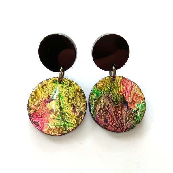 polymer clay and plexi glass earrings - γυαλί, μοντέρνο, πηλός, καρφωτά, plexi glass