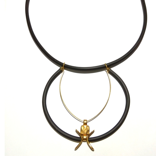 Black necklace - σύρμα, σύρμα, κοντό, minimal, rock, μεταλλικά στοιχεία, μεταλλικά στοιχεία - 2