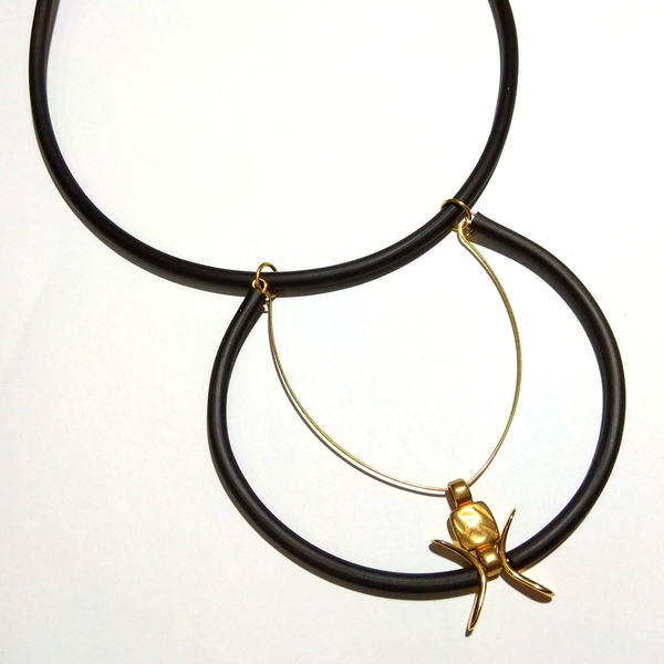 Black necklace - σύρμα, σύρμα, κοντό, minimal, rock, μεταλλικά στοιχεία, μεταλλικά στοιχεία - 3