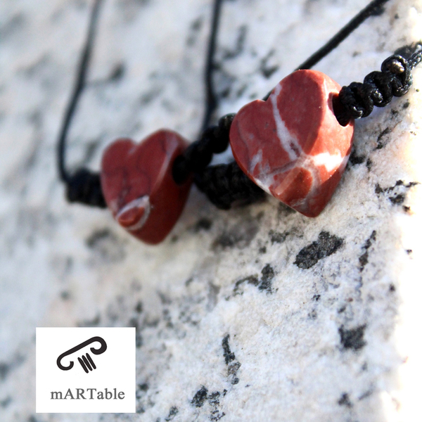 Χειροποίητο βραχιόλι κόκκινη καρδιά με ρυθμιζόμενο κορδόνι και κόκκινο μάρμαρο - ημιπολύτιμες πέτρες, charms, μοντέρνο, καρδιά, κορδόνια, χειροποίητα, romantic, minimal, gift idea, αυξομειούμενα - 3