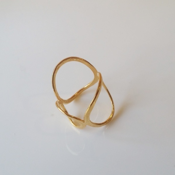Επίχρυσο δαχτυλίδι - statement, επιχρυσωμένα, ορείχαλκος, ορείχαλκος, γεωμετρικά σχέδια, elegant, minimal, αυξομειούμενα - 3