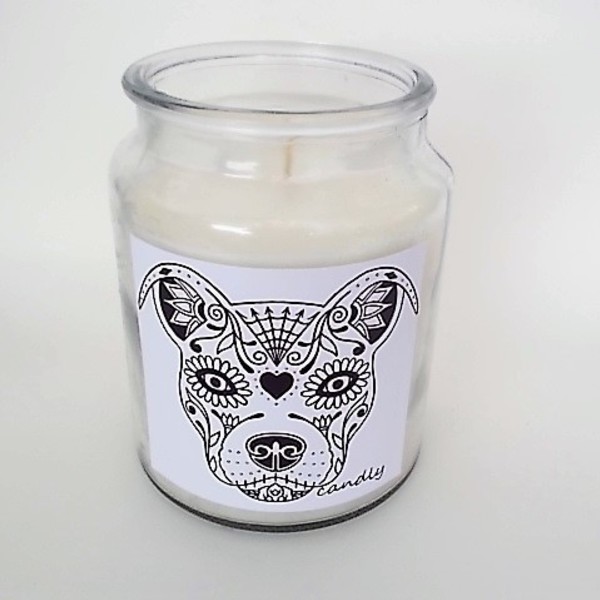 Sugar Skull Dog Candle Decor - γυαλί, gift idea, δώρα για άντρες, δώρα για γυναίκες