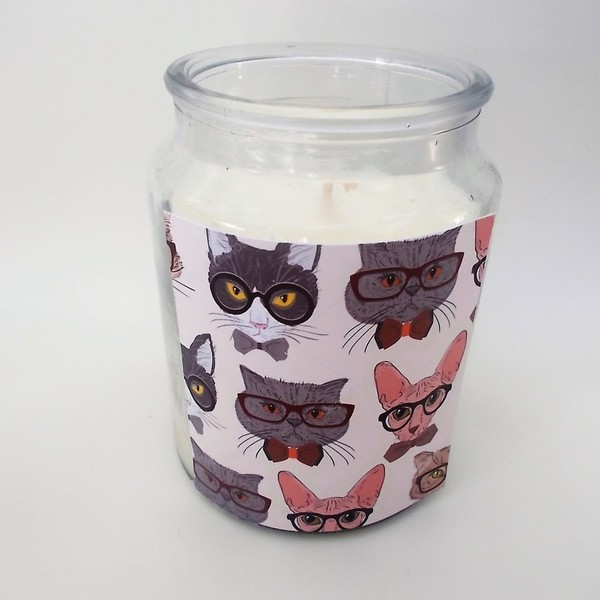 Hipster Cats Candle Decor - γυαλί, γάτα, gift idea, δώρα για άντρες, δώρα για γυναίκες