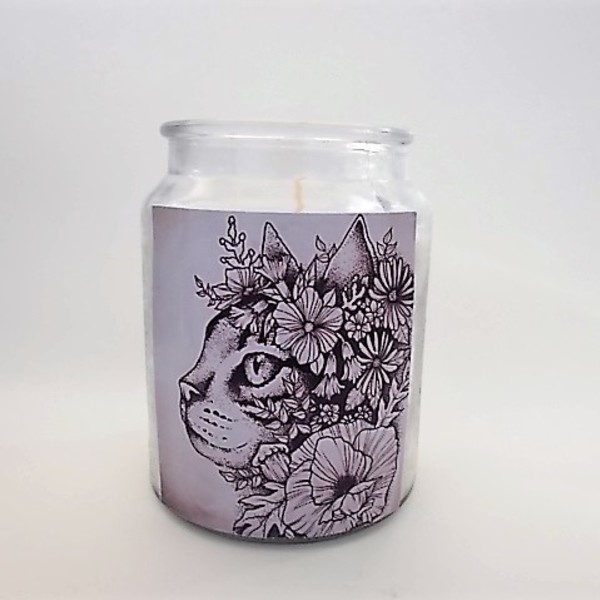 Cat Art Candle Decor - γυαλί, γάτα, gift idea, δώρα για γυναίκες