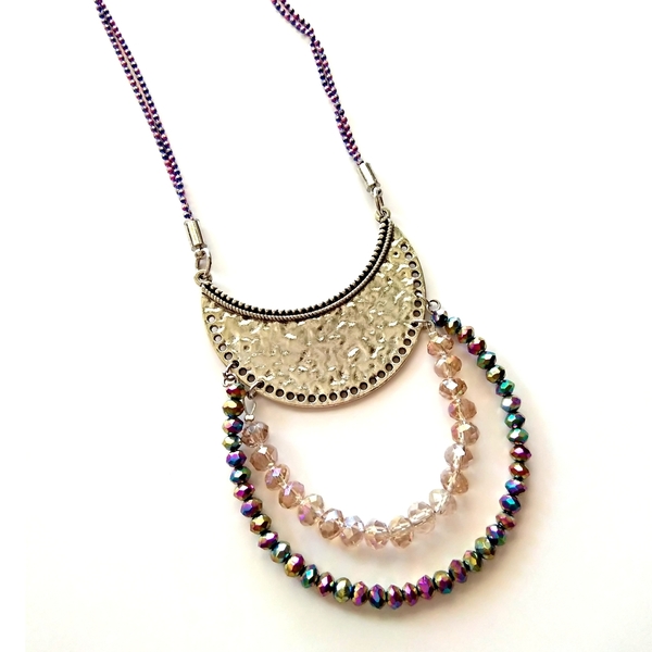Purple chain necklace - αλυσίδες, αλυσίδες, κρύσταλλα, midi, κολιέ, μπρούντζος