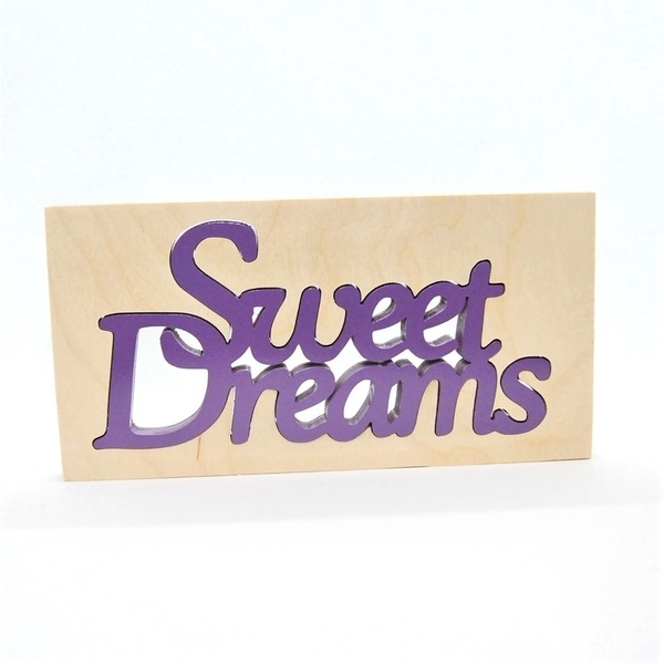 Ξύλινη επιγραφή Sweet dreams - ξύλο, δώρο, σπίτι, χειροποίητα, δωμάτιο, ξύλινο, ξύλινο, διακοσμητικά - 4