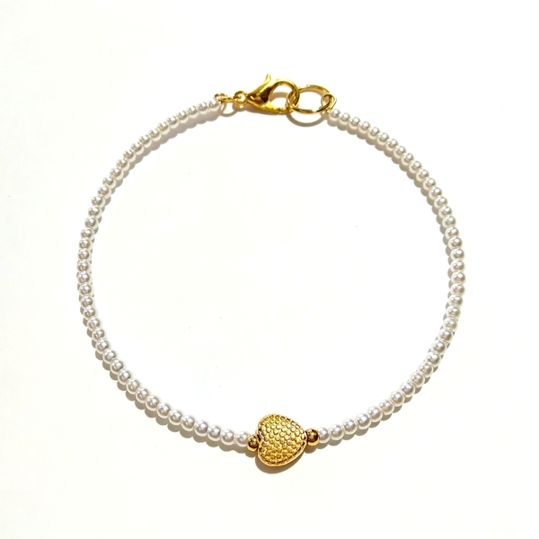 Tiny pearls and heart - charms, καρδιά, δώρο, βραχιόλι, μεταλλικά στοιχεία, πέρλες, δώρα αγίου βαλεντίνου