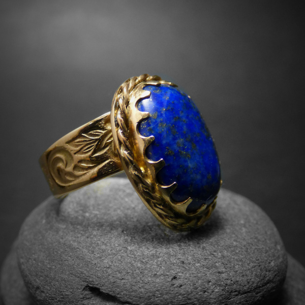 " Ancient Lapis " - Χειροποίητο επίχρυσο δαχτυλίδι με Lapis Lazuli! - ημιπολύτιμες πέτρες, ημιπολύτιμες πέτρες, chic, handmade, βραδυνά, fashion, vintage, design, μόδα, ιδιαίτερο, μοναδικό, μοντέρνο, γυναικεία, επιχρυσωμένα, επιχρυσωμένα, sexy, donkey, gothic style, χειροποίητα, romantic, minimal, must αξεσουάρ, κλασσικά, personalised, unisex, unique, boho, ethnic, rock, έλληνες σχεδιαστές, fashion jewelry, πρωτότυπα δώρα, αυξομειούμενα, δώρα για γυναίκες - 2
