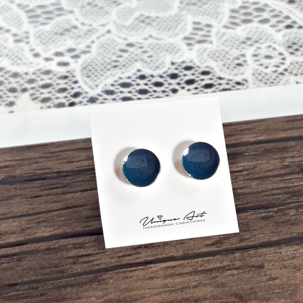 Into the blue | Stud earrings | Candies | Mini - γυαλί, μοντέρνο, σμάλτος, επάργυρα, minimal, καρφωτά, candy, φθηνά - 2