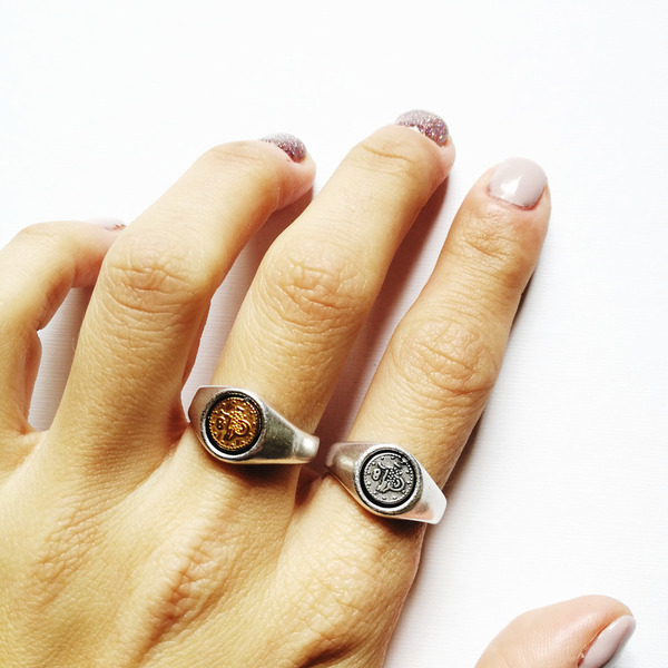 Δαχτυλίδι νόμισμα - ορείχαλκος, δαχτυλίδι, boho, ethnic - 4