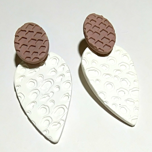 Jacket earrings 2 σε 1 - μοντέρνο, πηλός, κρεμαστά
