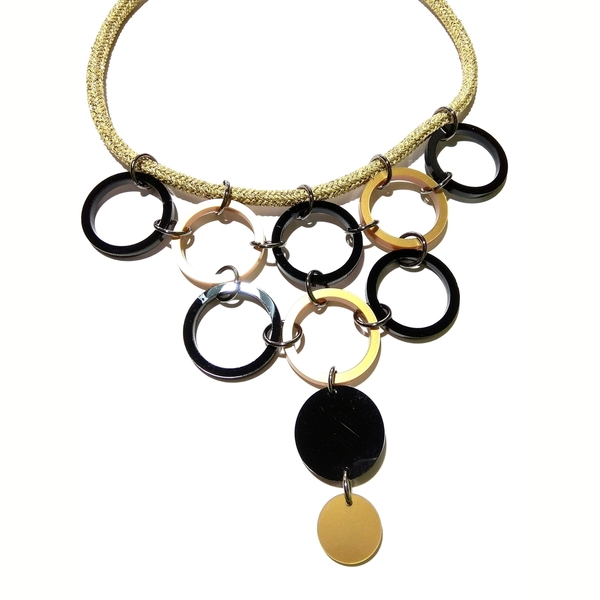 Plexi glass necklace - χρυσό, κορδόνια, κορδόνια, γεωμετρικά σχέδια, εντυπωσιακό, minimal, plexi glass