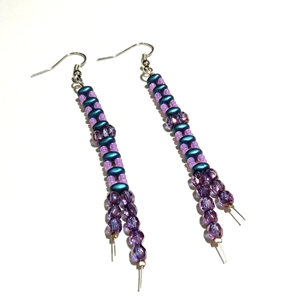 Plain purple earrings - μοντέρνο, χάντρες, μακριά, minimal