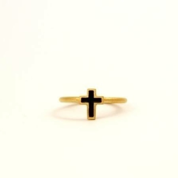Cross ring - επιχρυσωμένα, σταυρός