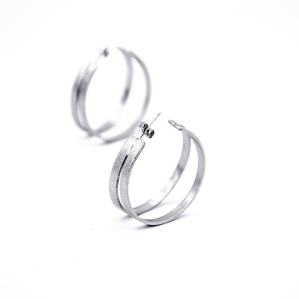 ''Silver'' HOOP earrings - μοντέρνο, ασήμι 925, χειροποίητα, κρίκοι, minimal