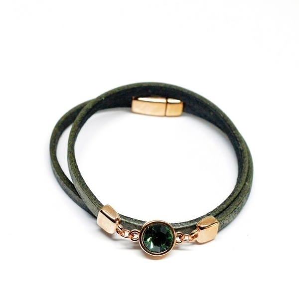 Βραχιόλι Green /Rose Gold /Swarovski Emerald V1625 - swarovski, swarovski, βραχιόλι, bracelet