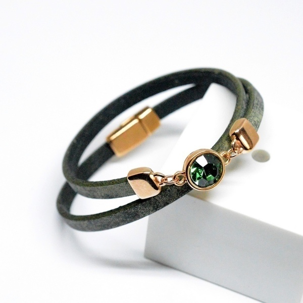 Βραχιόλι Green /Rose Gold /Swarovski Emerald V1625 - swarovski, swarovski, βραχιόλι, bracelet - 2