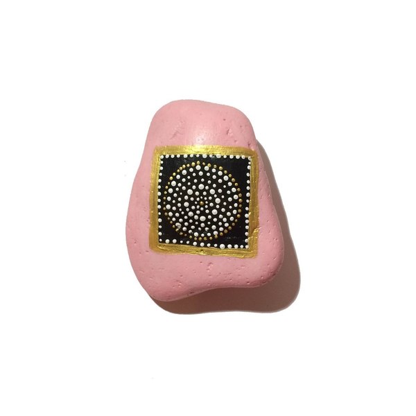 Το χρυσό τετράγωνο | Collector's Corner - ροζ, ζωγραφισμένα στο χέρι, μοναδικό, πέτρα, χρυσό, δώρο, διακόσμηση, αγάπη, ακρυλικό, διακοσμητικές πέτρες, βότσαλα