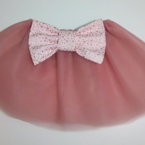 Τούλινη φούστα (tutu) γκλιτερ ροζ αστεράκι φιόγκο - βαμβάκι, κορίτσι, δώρο, βρεφικά, για παιδιά - 2