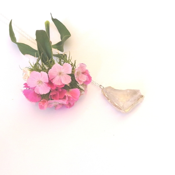 μενταγιον ροζ χαλαζιας(ακατεργαστη πετρα) ασήμι 925 - ασήμι, ημιπολύτιμες πέτρες, μοναδικό, ασήμι 925, χειροποίητα, καθημερινό - 2