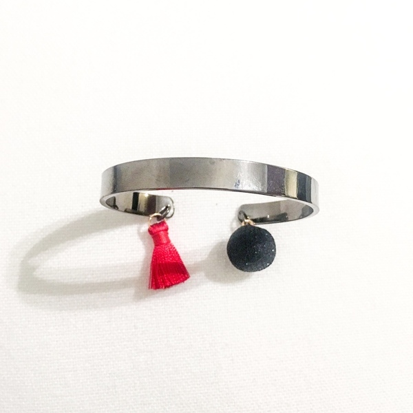 Μαύρο-κόκκινο - handmade, βραχιόλι, χειροποίητα, bracelet - 2