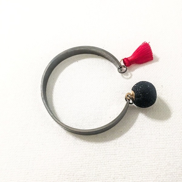 Μαύρο-κόκκινο - handmade, βραχιόλι, χειροποίητα, bracelet - 3