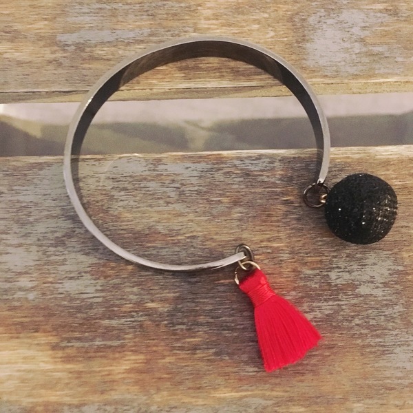 Μαύρο-κόκκινο - handmade, βραχιόλι, χειροποίητα, bracelet