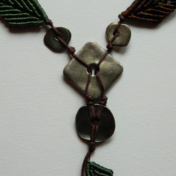 Nature -- Macrame necklace - ημιπολύτιμες πέτρες, handmade, μοντέρνο, μακραμέ, κορδόνια, χειροποίητα, boho, ethnic, αυξομειούμενα - 3