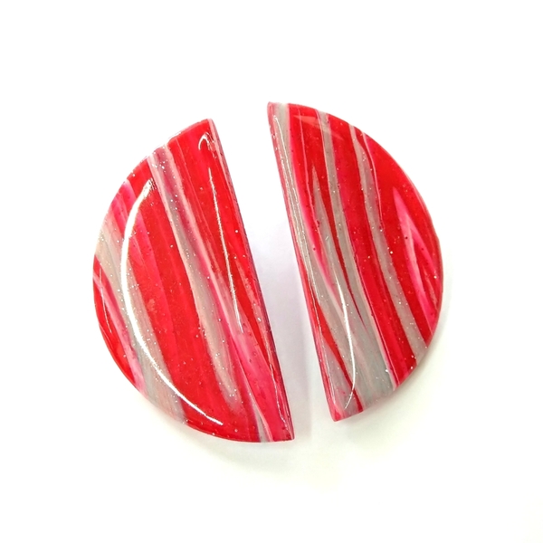 The red stripes - γυαλί, μοναδικό, μοντέρνο, στρογγυλό, πηλός, minimal, κρεμαστά, faux bijoux, Black Friday