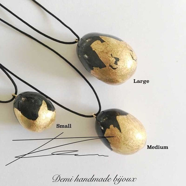Medium Χρυσά Χειροποίητα Κρεμαστά Αυγουλάκια - ημιπολύτιμες πέτρες, αχάτης, handmade, γυαλί, design, ιδιαίτερο, μοναδικό, δώρο, πηλός, πρωτότυπο, χειροποίητα, μακριά, κρεμαστά, για ενήλικες, αυξομειούμενα - 4
