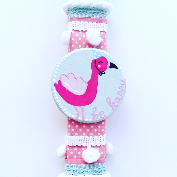 Πασχαλινή λαμπάδα " baby flamingo" - κορίτσι, mdf, λαμπάδες, ακρυλικό, βαμβακερές κορδέλες, κερί, αρωματικά κεριά, αρωματικό, flamingos, για παιδιά, για ενήλικες - 2