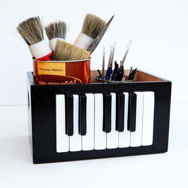 Piano__μοναδική χειροποίητη, ζωγραφισμένη στο χέρι θήκη CD - ξύλο, ζωγραφισμένα στο χέρι, μοναδικό, κουτί, χειροποίητα, θήκες, unique - 4