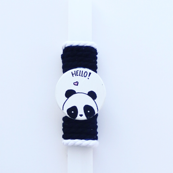 Πασχαλινή λαμπάδα "panda" - λαμπάδες, βαμβακερές κορδέλες, κερί, κερί, για παιδιά, για ενήλικες