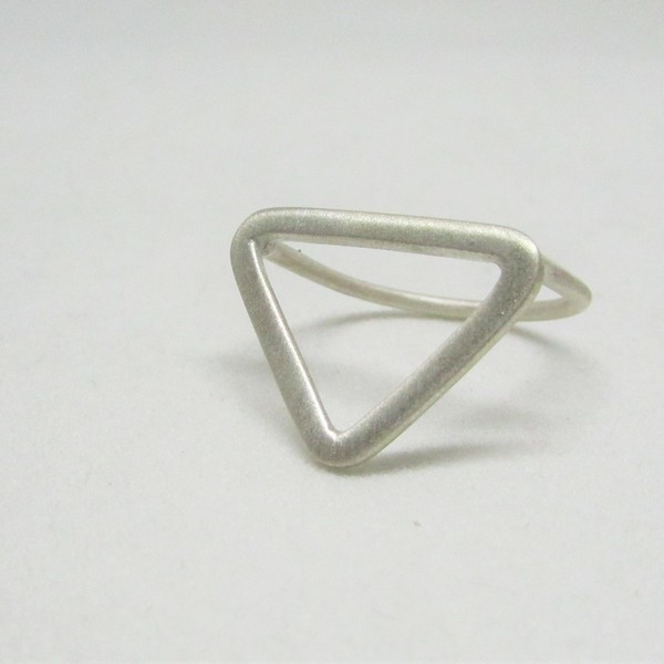 Δαχτυλίδι Τρίγωνο, Ασημένιο - statement, ασήμι 925, δαχτυλίδι, γεωμετρικά σχέδια, καθημερινό, minimal, μεγάλα - 4