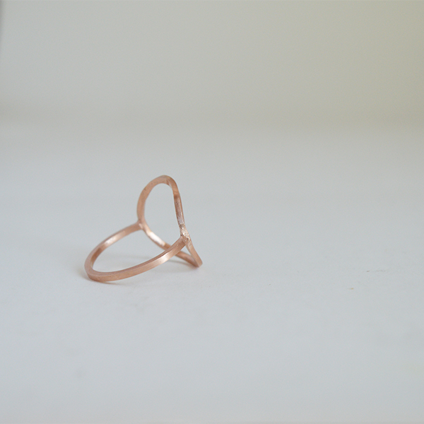 Ροζ χρυσό γεωμετρικό δαχτυλίδι σε σχήμα ανοιχτού κύκλου, Karma ring - statement, ασήμι, μοντέρνο, επιχρυσωμένα, ασήμι 925, κύκλος, γεωμετρικά σχέδια, δαχτυλίδια, minimal - 3
