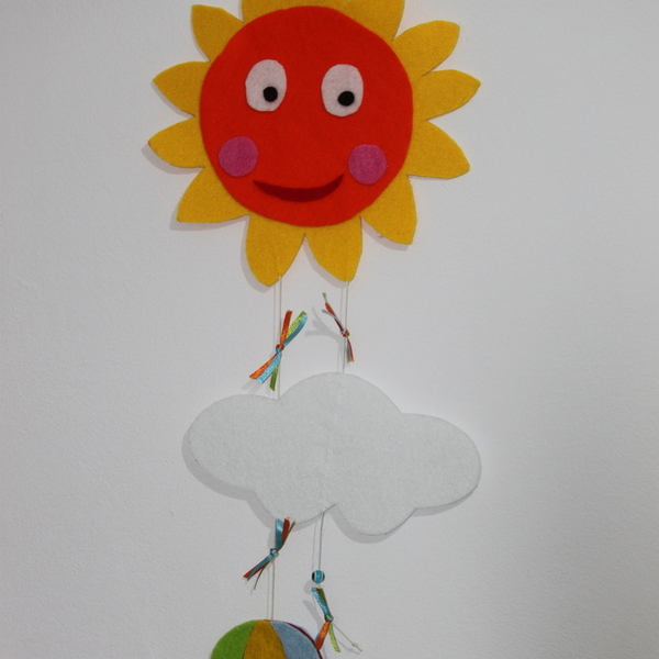 γιρλάντα ήλιος - κορδέλα, τσόχα, αερόστατο, χάντρες