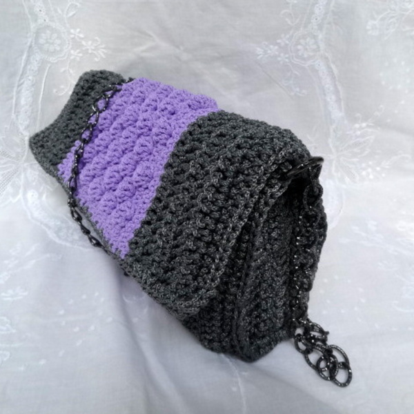 Πλεκτή χειροποίητη τσάντα - αλυσίδες, clutch, χιαστί, crochet, πλεκτές τσάντες - 2