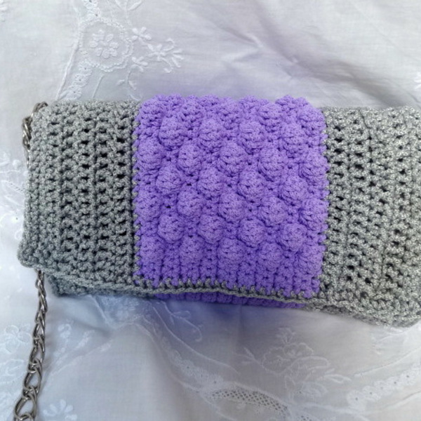 Πλεκτή χειροποίητη τσάντα - clutch, χιαστί, crochet, πλεκτές τσάντες