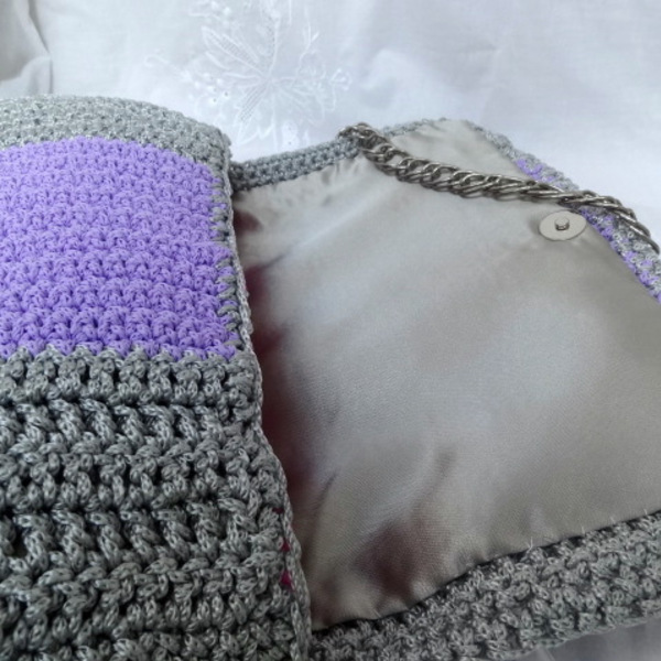 Πλεκτή χειροποίητη τσάντα - clutch, χιαστί, crochet, πλεκτές τσάντες - 3