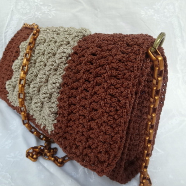 Πλεκτή χειροποίητη τσάντα - clutch, χιαστί, crochet, πλεκτές τσάντες - 3