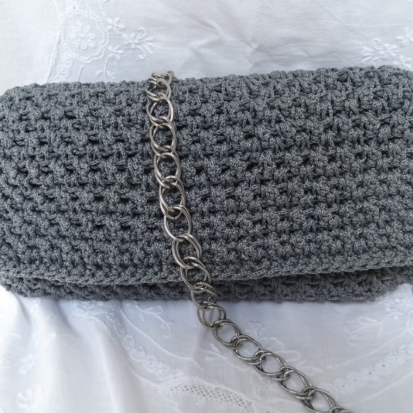 Πλεκτή χειροποίητη τσάντα - χιαστί, crochet, πλεκτές τσάντες - 2