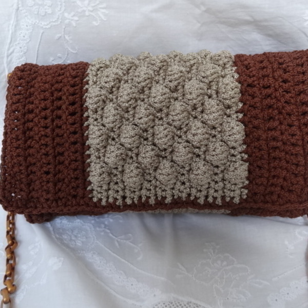 Πλεκτή χειροποίητη τσάντα - clutch, χιαστί, crochet, πλεκτές τσάντες - 2