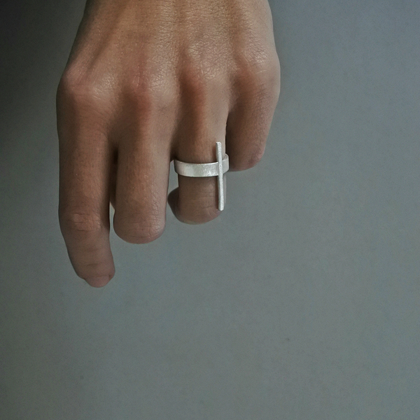 ○ cross | δαχτυλίδι από ασήμι 925 - statement, ασήμι, μοναδικό, μοντέρνο, ασήμι 925, ασήμι 925, σταυρός, δαχτυλίδι, γεωμετρικά σχέδια, minimal, rock - 2
