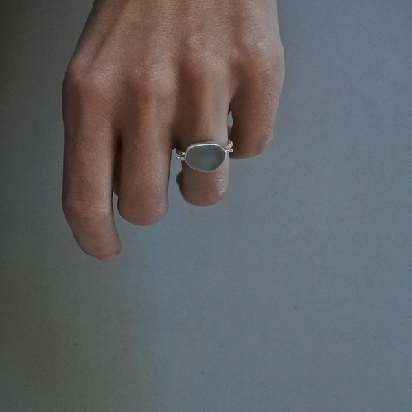 ○ sea glass II |δαχτυλίδι με γυαλί θαλάσσης, ασήμι 925 | ελληνικά νησιά - ασήμι, μοναδικό, καλοκαίρι, ασήμι 925, ασήμι 925, δαχτυλίδι