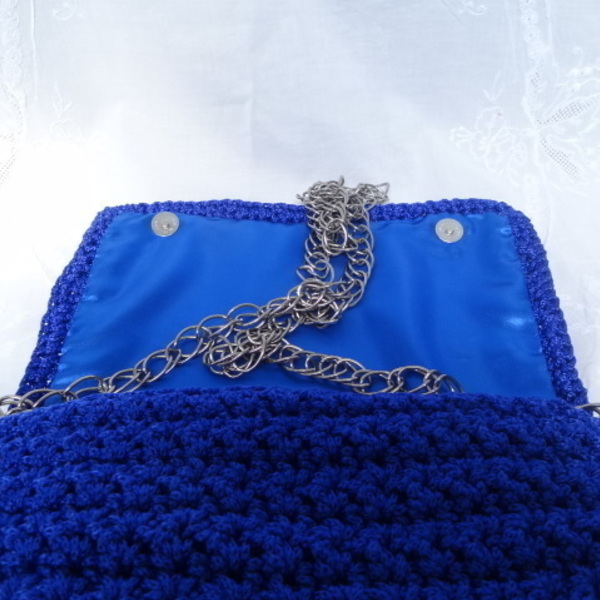 Πλεκτή χειροποίητη τσάντα - clutch, χιαστί, crochet, πλεκτή - 3