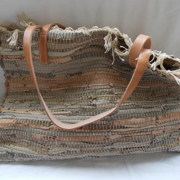 Τσάντα χειροποίητη από δερμάτινη κουρελού - ώμου, κουρελού, χειροποίητα, boho, ethnic